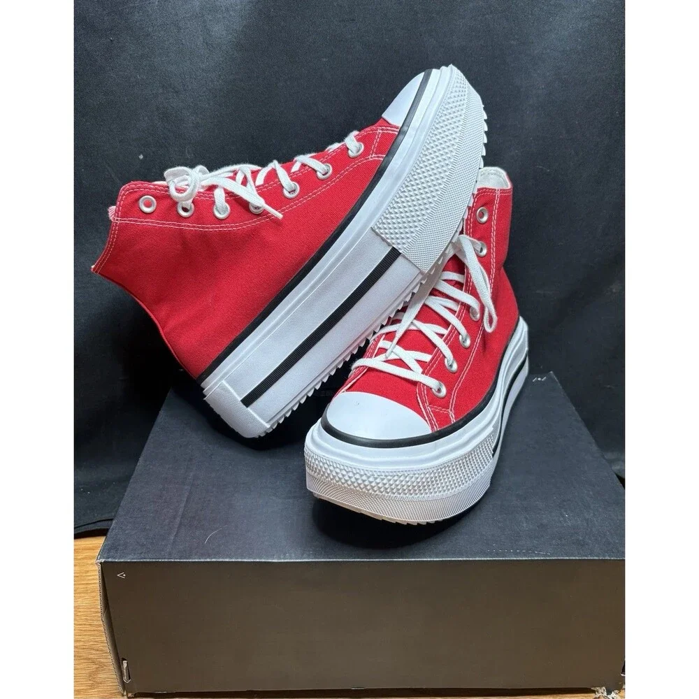 Converse Chuck Taylor Lift Double Stack Hi Womens 8 shoes Sneaker Red A15542C